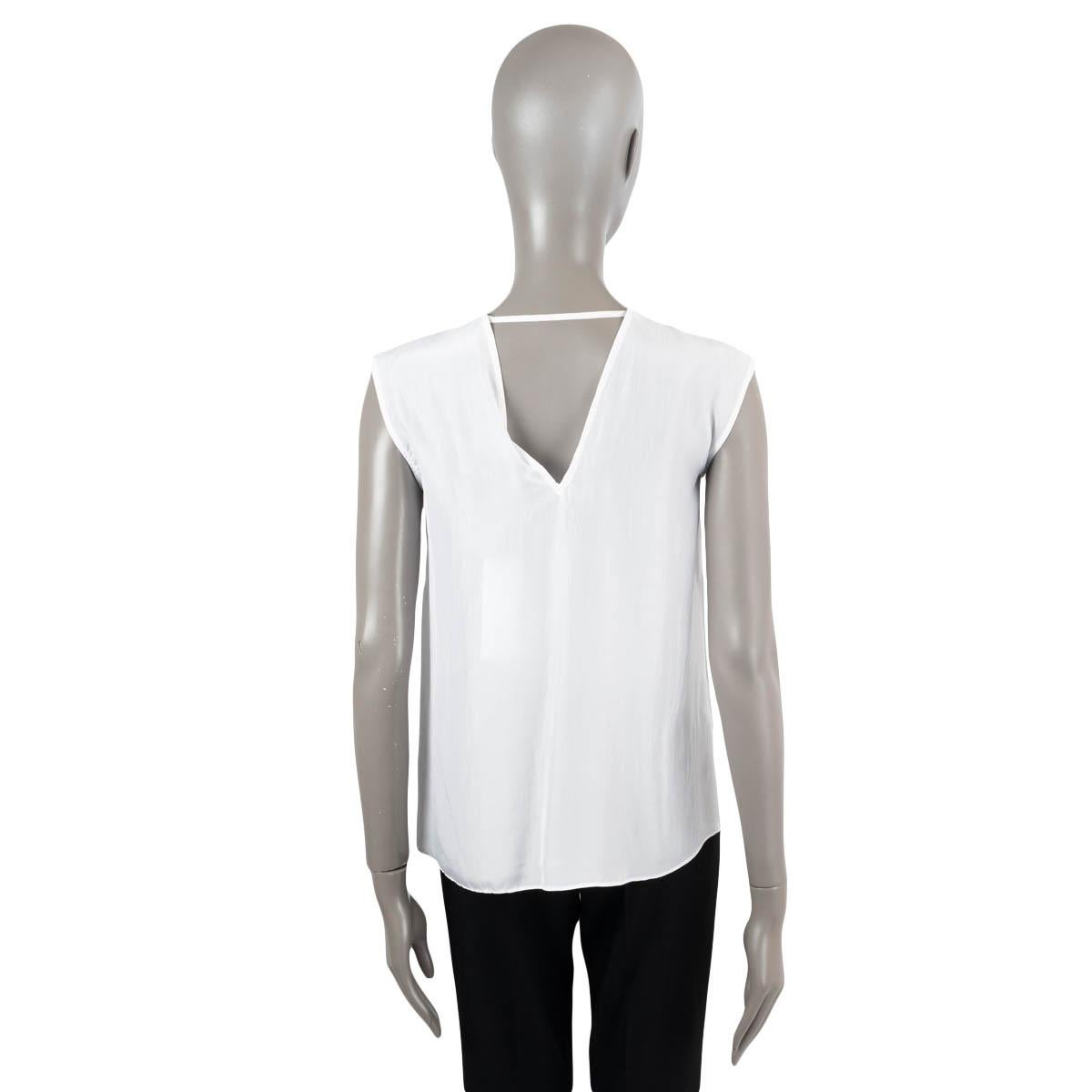 Women's BRUNELLO CUCINELLI white silk RUFFLED Tank Top Shirt S For Sale