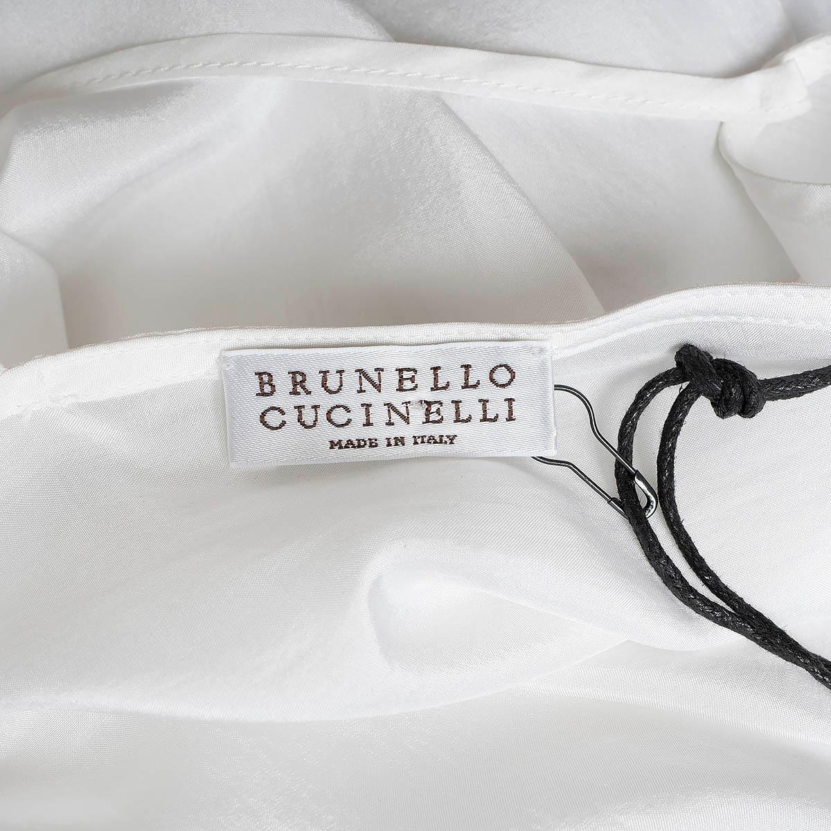 BRUNELLO CUCINELLI white silk RUFFLED Tank Top Shirt S For Sale 2