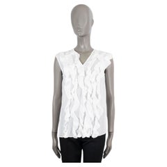 BRUNELLO CUCINELLI weißes RUFFLED-Tanktop aus Seide S