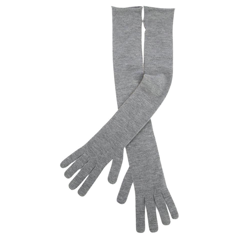 Brunello Cucinelli Women's Grey Monili Accent Long Cashmere Gloves For Sale