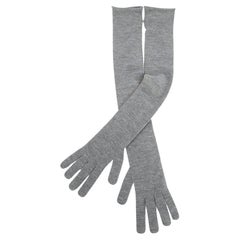 Brunello Cucinelli Women's Grey Monili Accent Long Cashmere Gloves