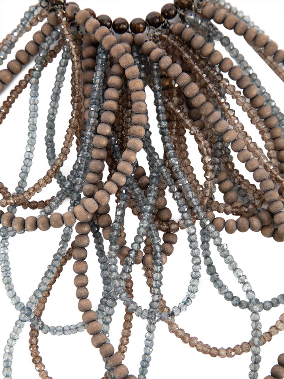 CONDITION is Very good. Minimal wear to necklace is evident. Minimal wear to some of the beads on this used Brunello Cucinelli designer resale item. This item includes the original dustbag and box.  Details  Brown and blue Coated Quartz, Bronzite &