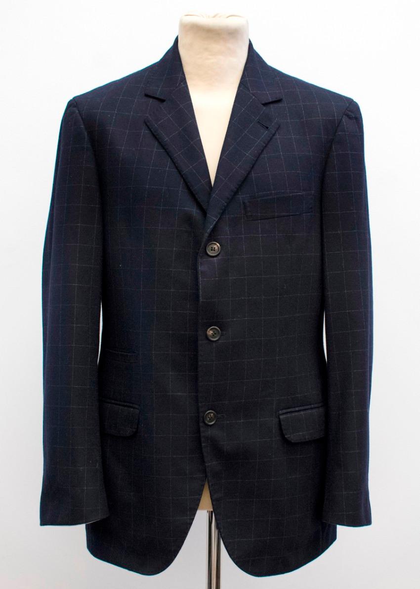 Brunello Cucinelli Wool & Cashmere Blend Blazer

- Luxurious wool & cashmere blend
- 100% cotton lining0
- Navy with grid stitching
- Wood effect buttons
- Buttoned cuffs and front fastening
- 4 External pockets
- 2 Internal pockets plus a pen