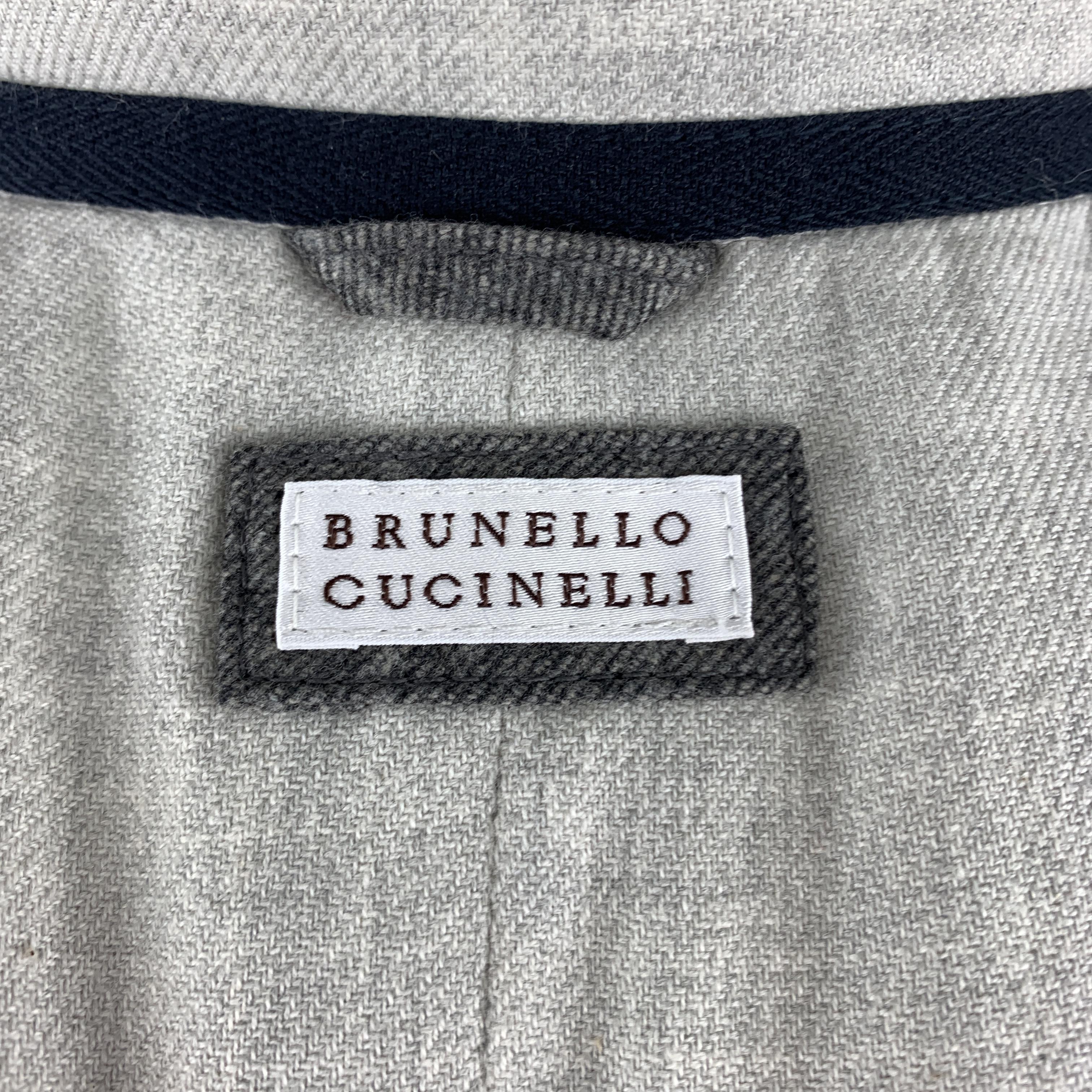 Men's BRUNELLO CUCINELLI XL Grey Chalk Stripe Wool / Cashmere Quilted Vest