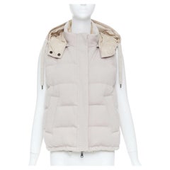 BRUNELLO CUCINELLO Reversible beige cashmere down filled puffer vest IT42 M