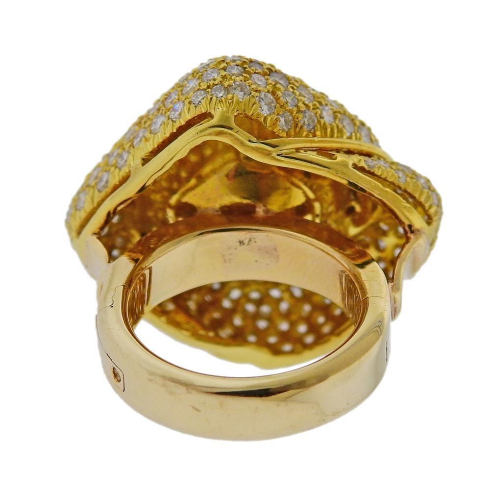 Bague Bruner en or avec diamants et perle des mers du Sud Excellent état - En vente à New York, NY