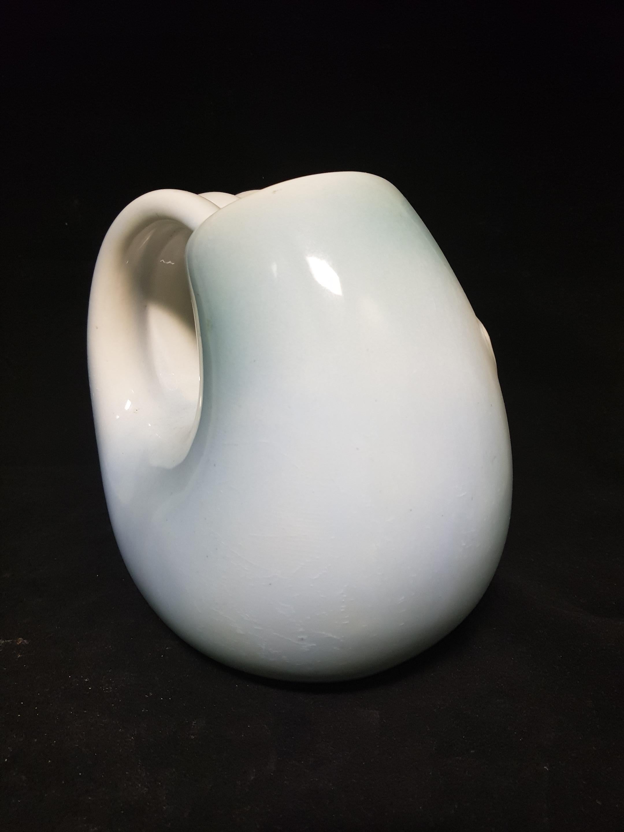 Mid-20th Century Brunetti Italy Art Deco Siren Light Blue Ceramic Vase, 1950s For Sale