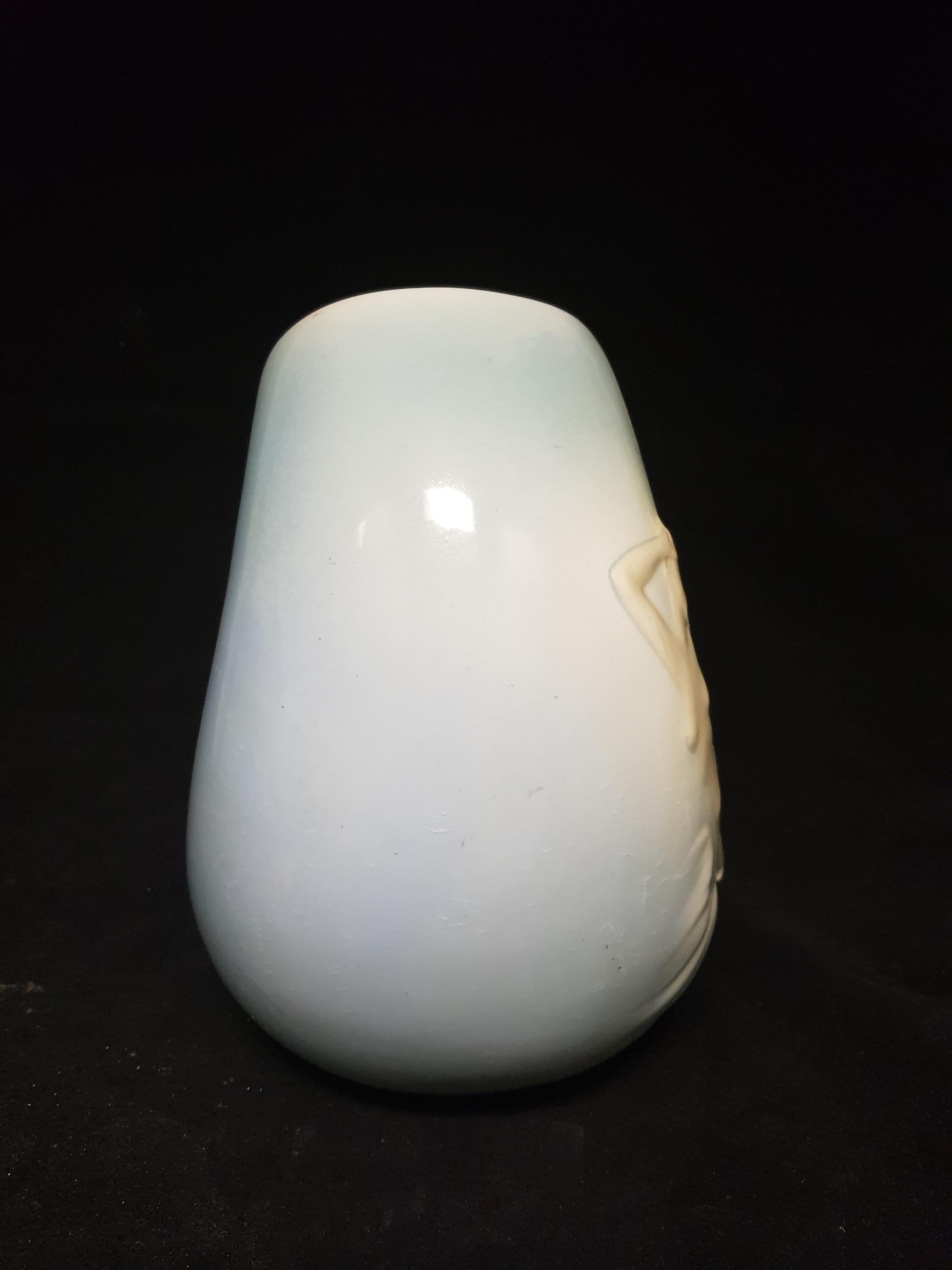 Brunetti Italy Art Deco Siren Light Blue Ceramic Vase, 1950s For Sale 1