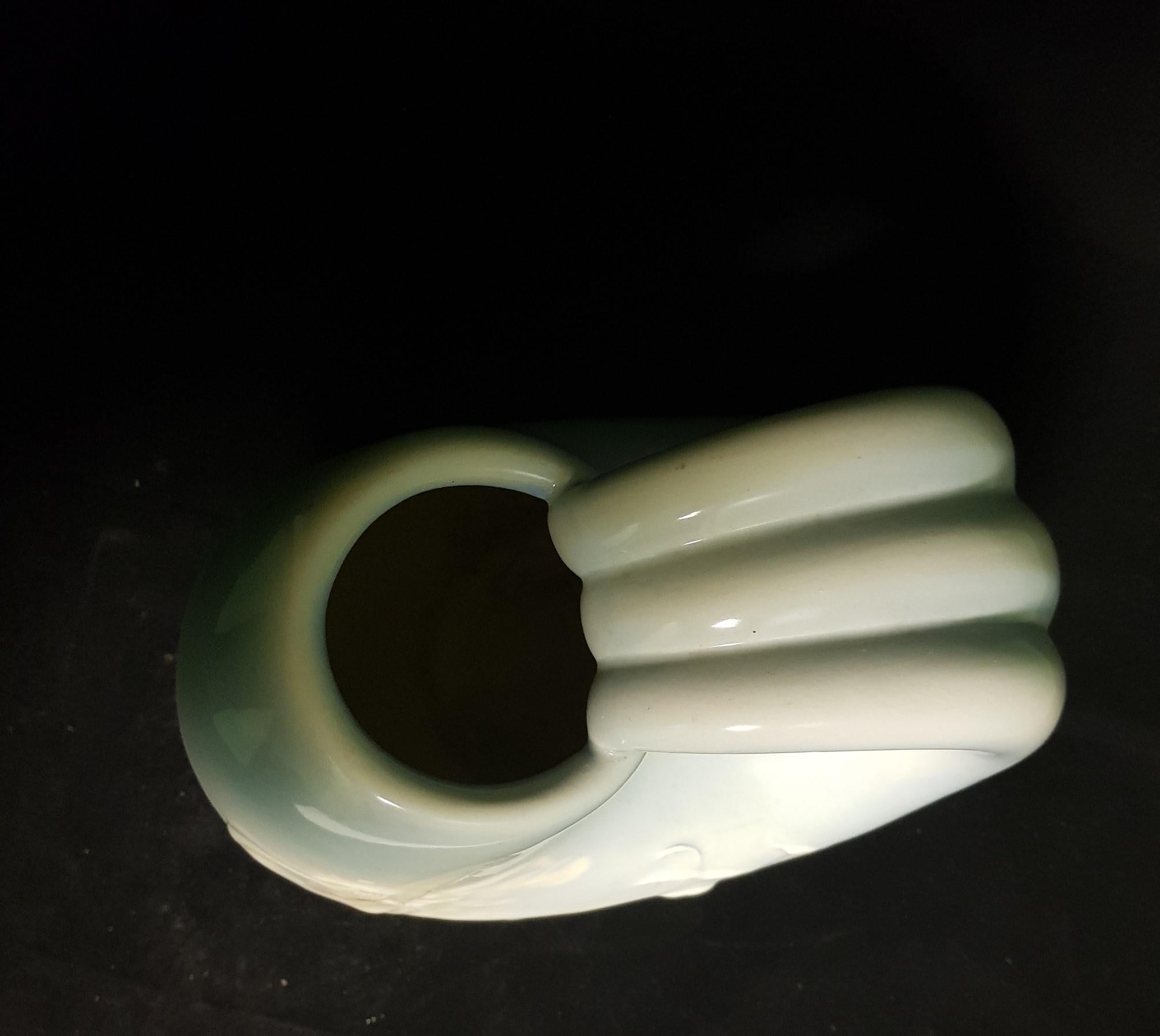 Brunetti Italy Art Deco Siren Light Blue Ceramic Vase, 1950s For Sale 3