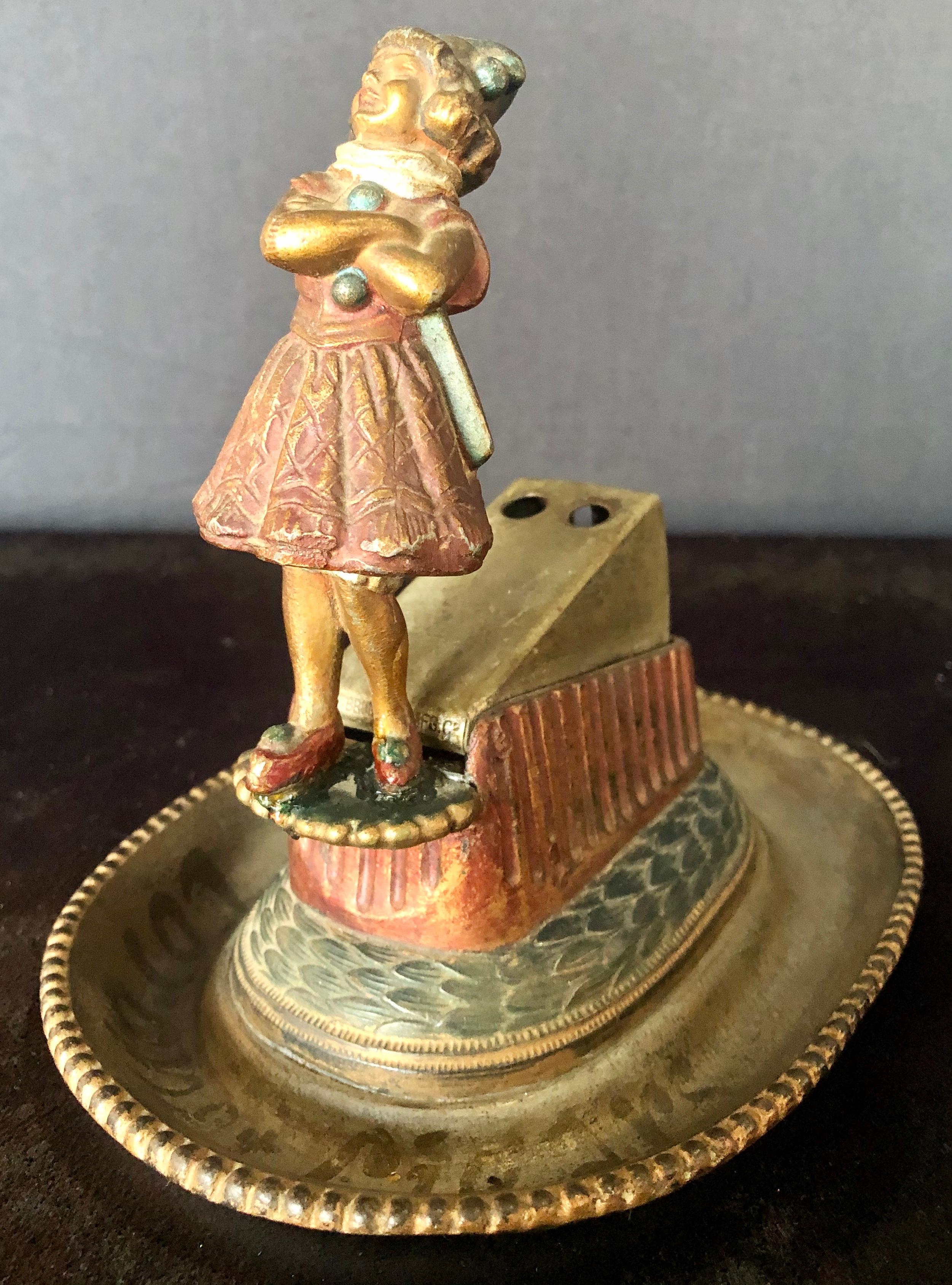 Brunhoff Mfg. Co. antique cigar cutter with leaning lady.
This is part of the personal collection purchased directly, from the estate of Jerry Terranova, Author of 