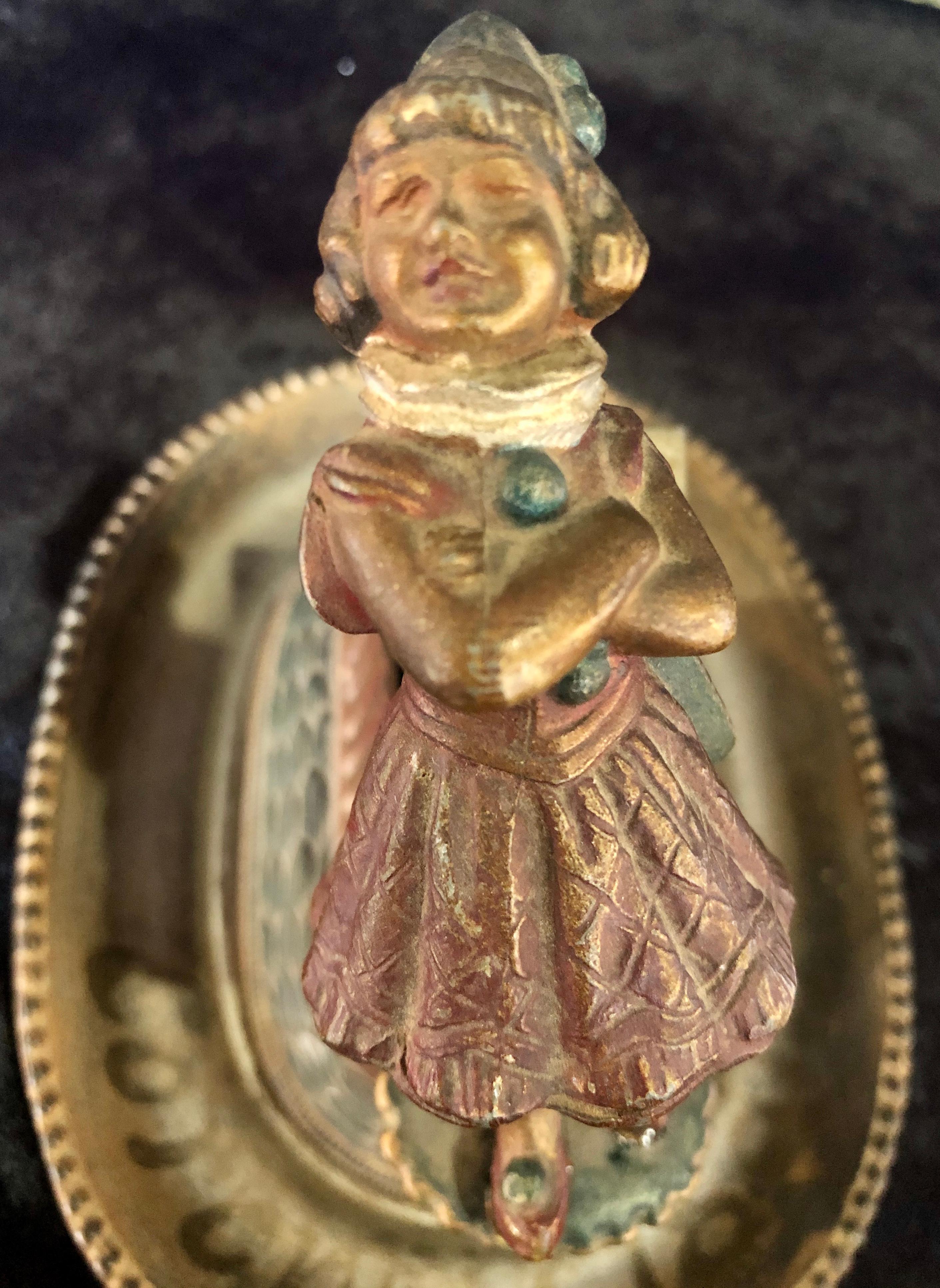 Art Nouveau Brunhoff Mfg. Co. Antique Cigar Cutter with Leaning Lady Tobacco Accessory