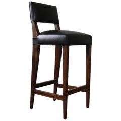 Tabouret de bar moderne en bois exotique argentin et cuir de Costantini, Bruno