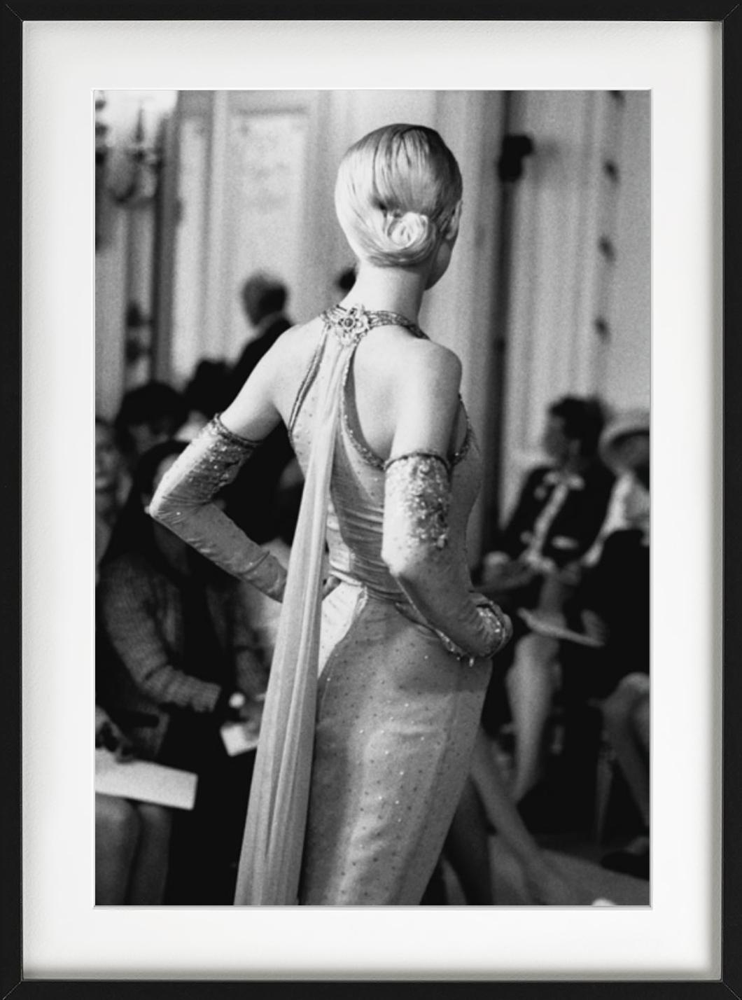Chanel Haute Couture, Back - Model on the Runway, Fine Art Photography, 1991 - Black Figurative Photograph by Bruno Bisang