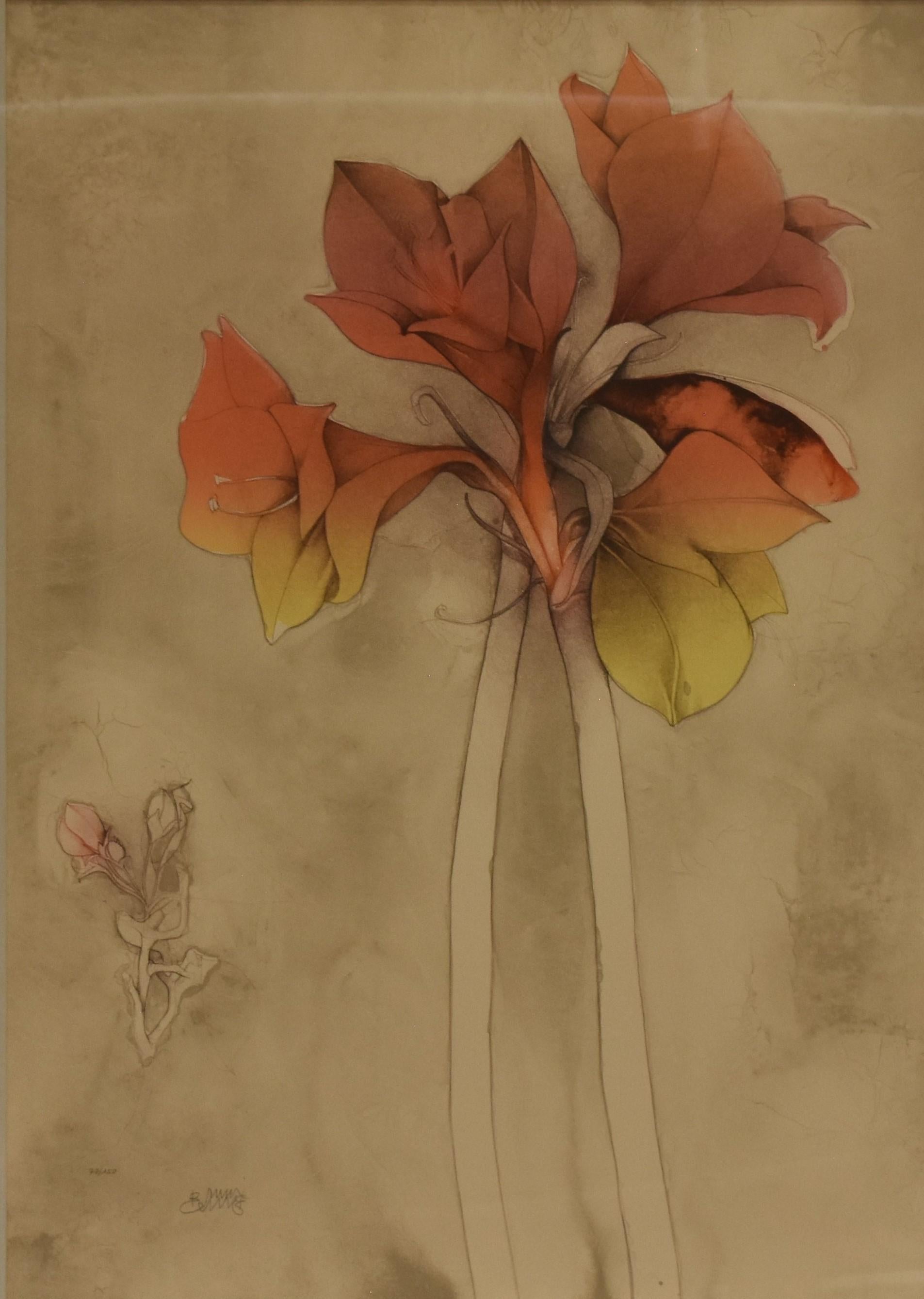 Flowers - figurative jugendstil frame special - Painting by Bruno Bruni