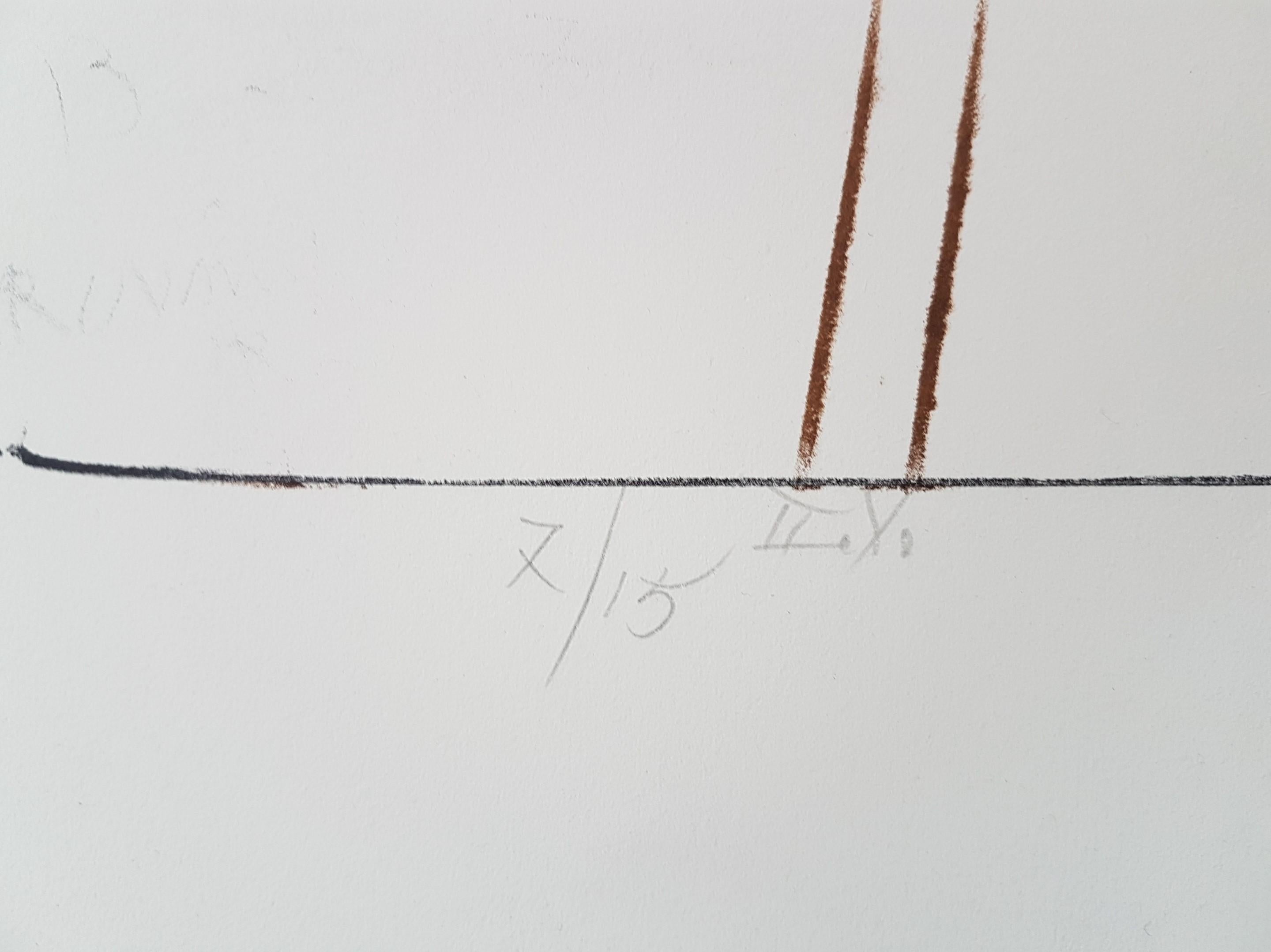 Bruno Bruni
Alla ricerca del tempo perduto
Anno: 1967
Litografia a colori
Dimensioni: 22,6 x 19,5 pollici
Edizione: 15
Firmato, numerato e datato a matita dall'artista

Bruno Bruni senior è un litografo, grafico, pittore e scultore italiano. Negli