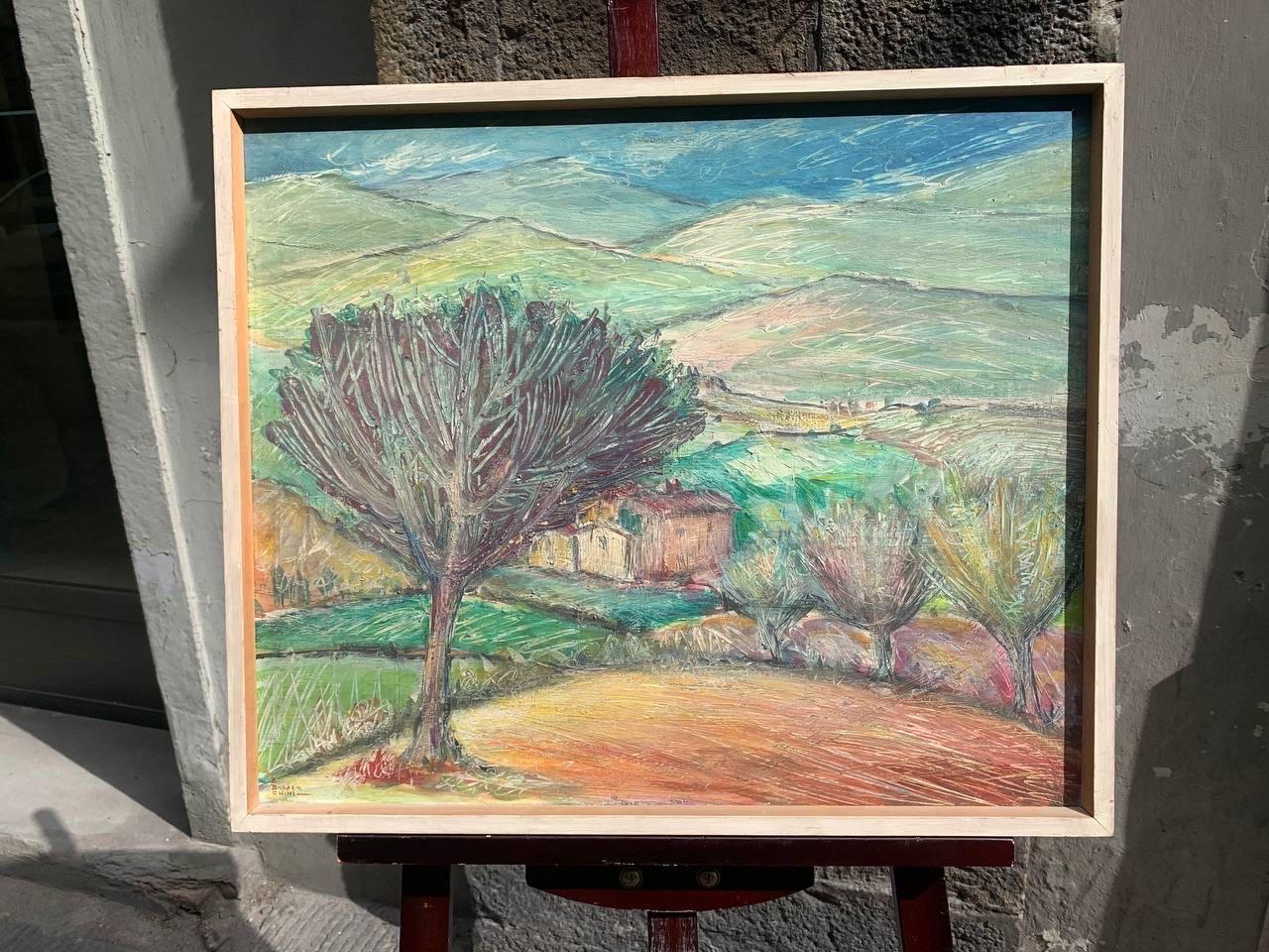 Paysage toscan près de Sienne avec un arbre au bord de la terre et des Rolling Hills, 1970 en vente 5