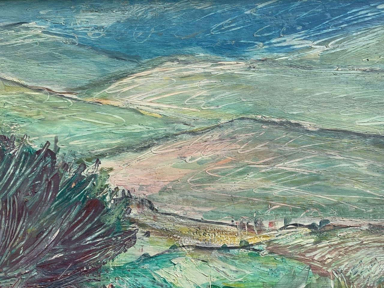 Paysage toscan près de Sienne avec un arbre au bord de la terre et des Rolling Hills, 1970 - Painting de Bruno Buracchini