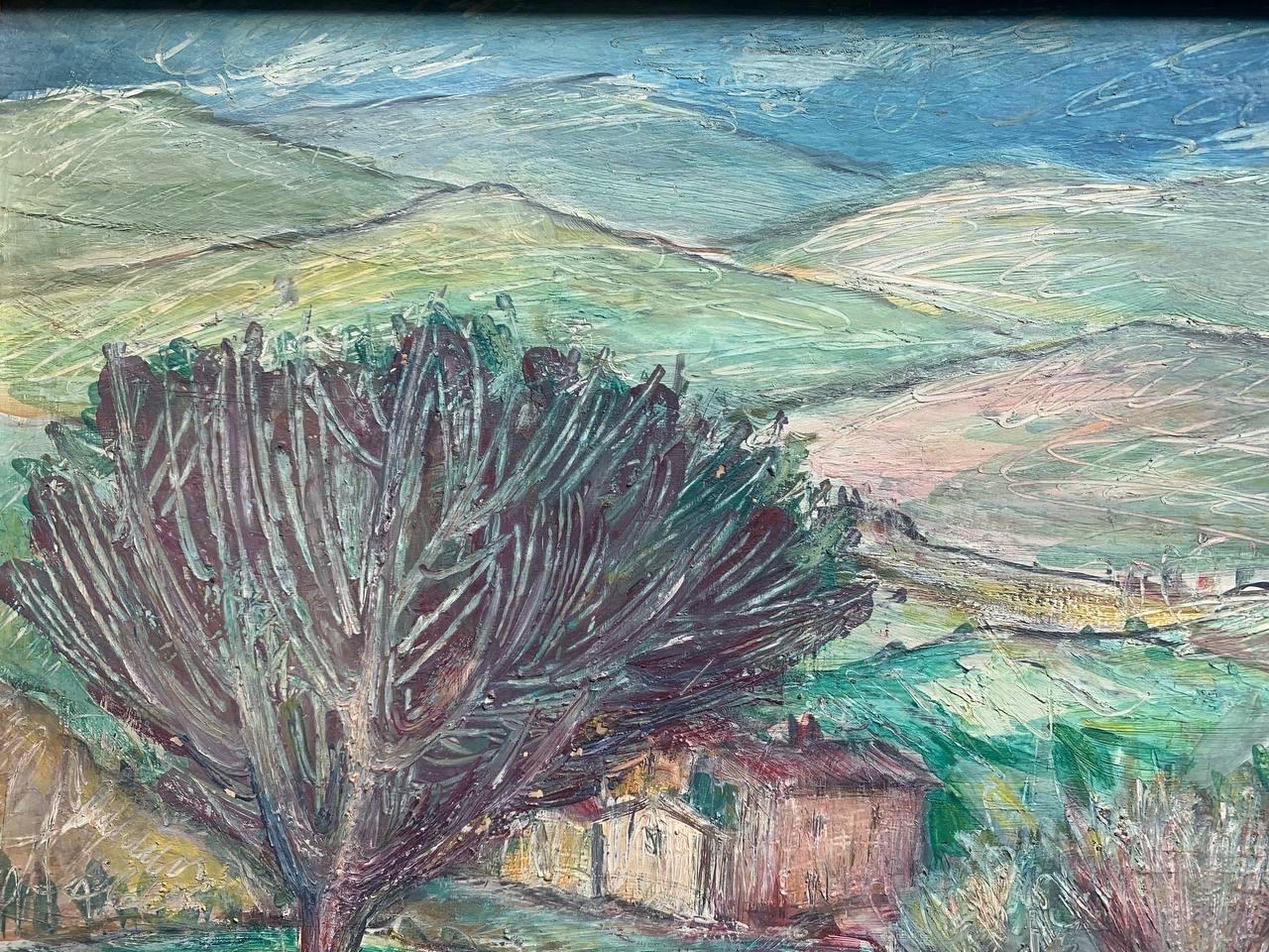 Paysage toscan près de Sienne avec un arbre au bord de la terre et des Rolling Hills, 1970 en vente 2