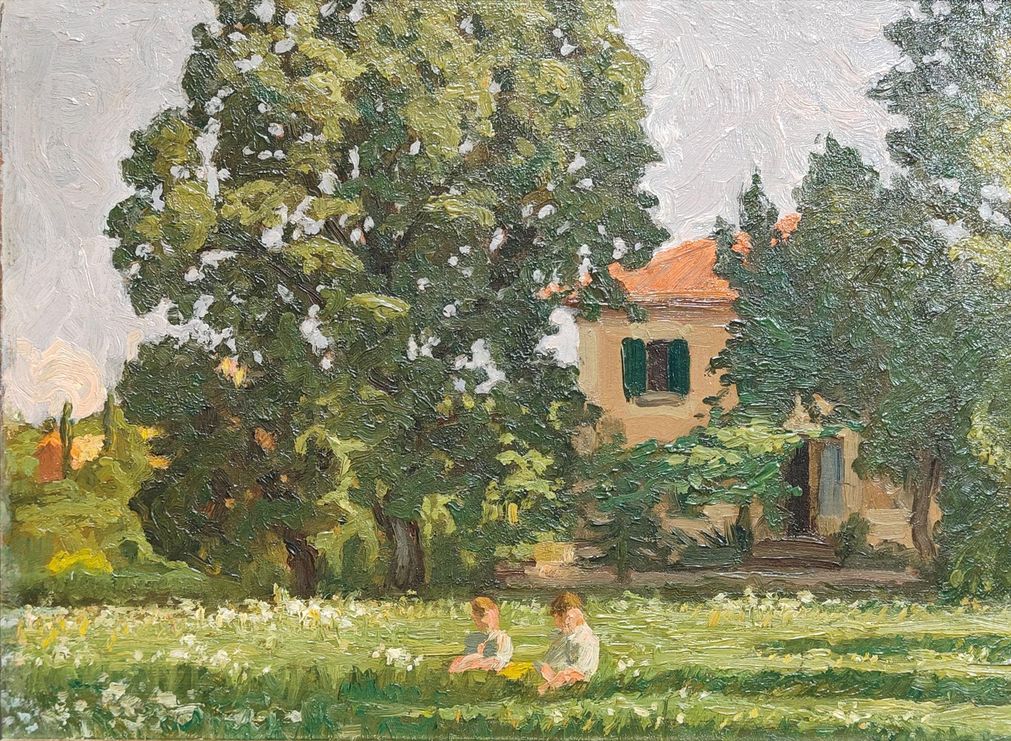 Bruno Burattini
Villa Piedimonte, Bologna, 1918 circa
Inscritto sul verso
Olio su tavola
13 3/4 x 18 pollici