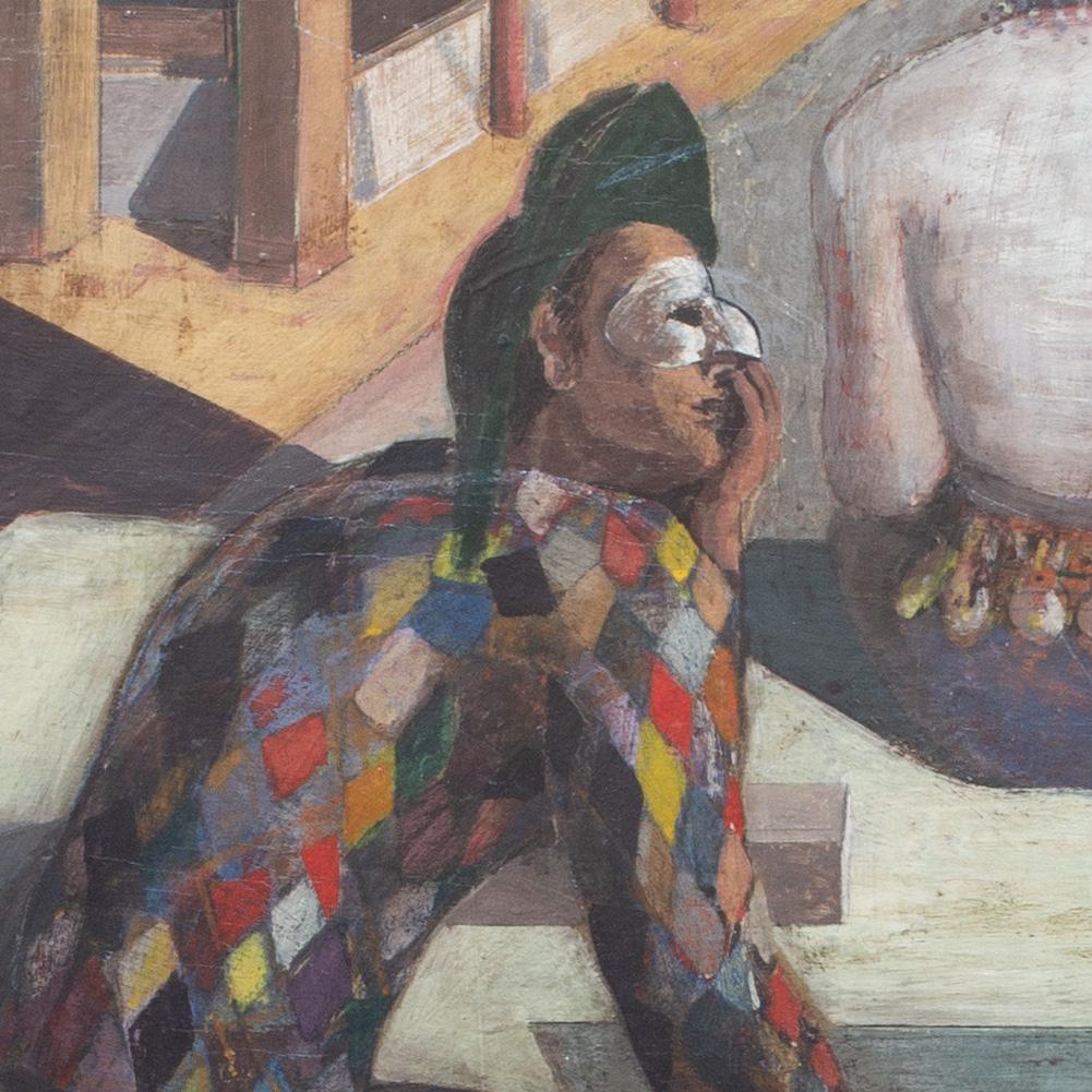 Grande dipinto surrealista italiano del 1935, 'Commedia dell'arte' di Bruno Capacci 3