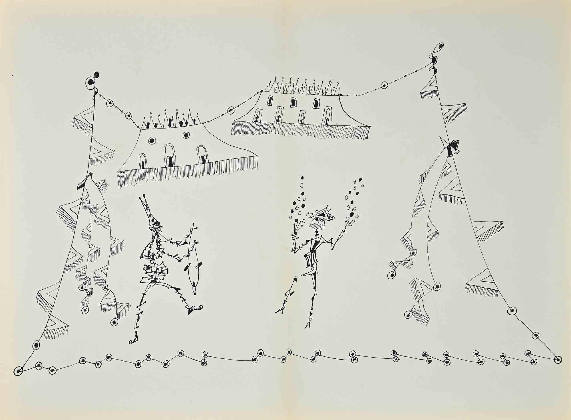 The Circus – Originallithographie von Bruno Capacci, 1950er Jahre