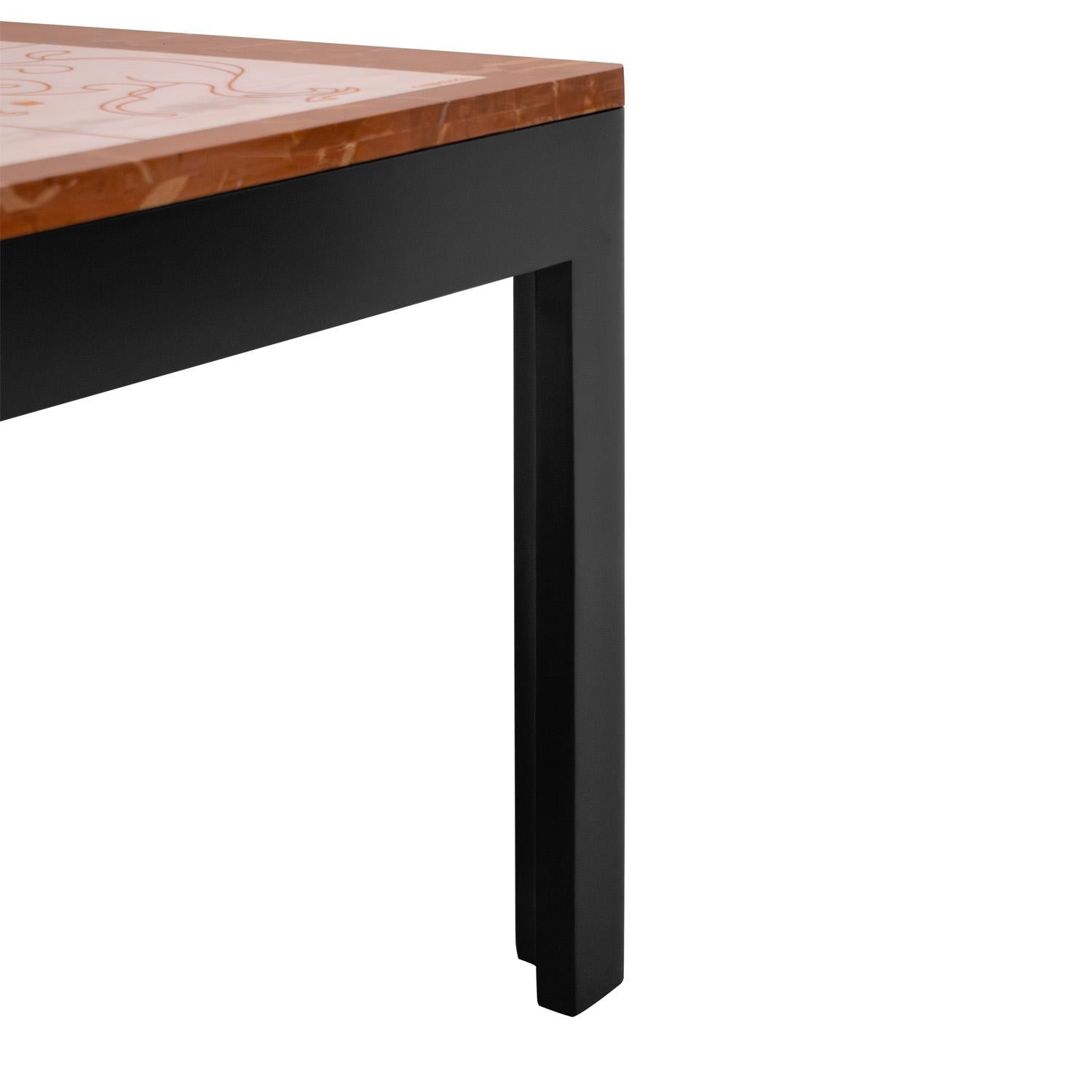 Bruno Capacci Einzigartiger Couchtisch mit surrealistischen Figuren 1950er Jahre (signiert) im Angebot 1