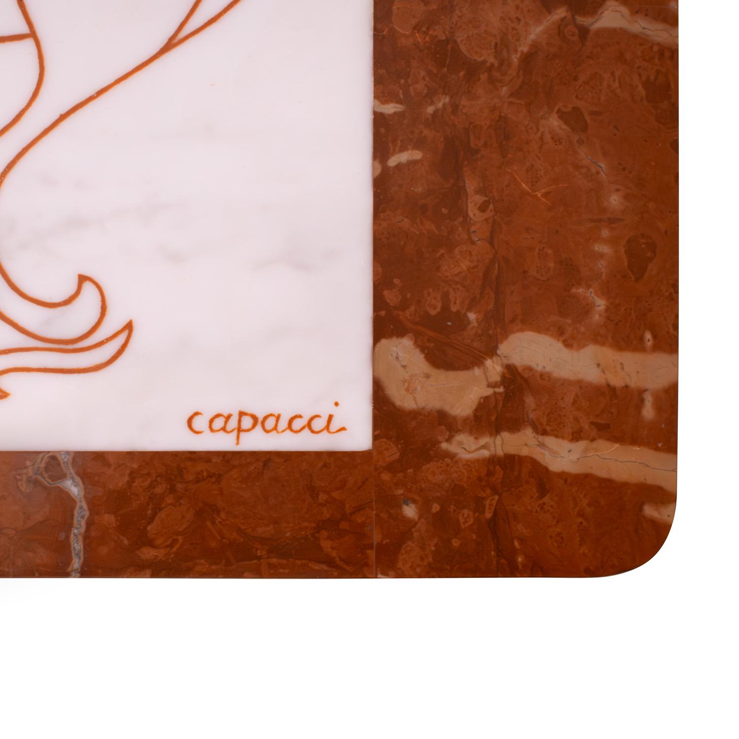 Bruno Capacci Einzigartiger Couchtisch mit surrealistischen Figuren 1950er Jahre (signiert) im Angebot 2