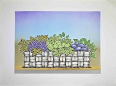 Still Life with Basket of Fruit - Lithograph by Bruno Caruso - 1980s
