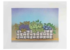 Stilleben mit Obstkorb - Lithographie von Bruno Caruso - 1980er Jahre