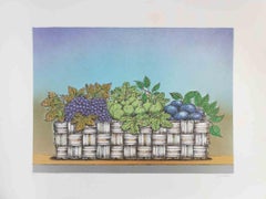 Still Life with Basket of Fruit - Lithograph by Bruno Caruso - 1980s
