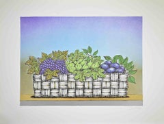 Still Life with Basket of Fruit - Lithograph by Bruno Caruso - 1980s