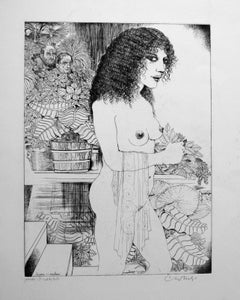 Suzanne et les anciens - Gravure de Bruno Caruso - Années 1970