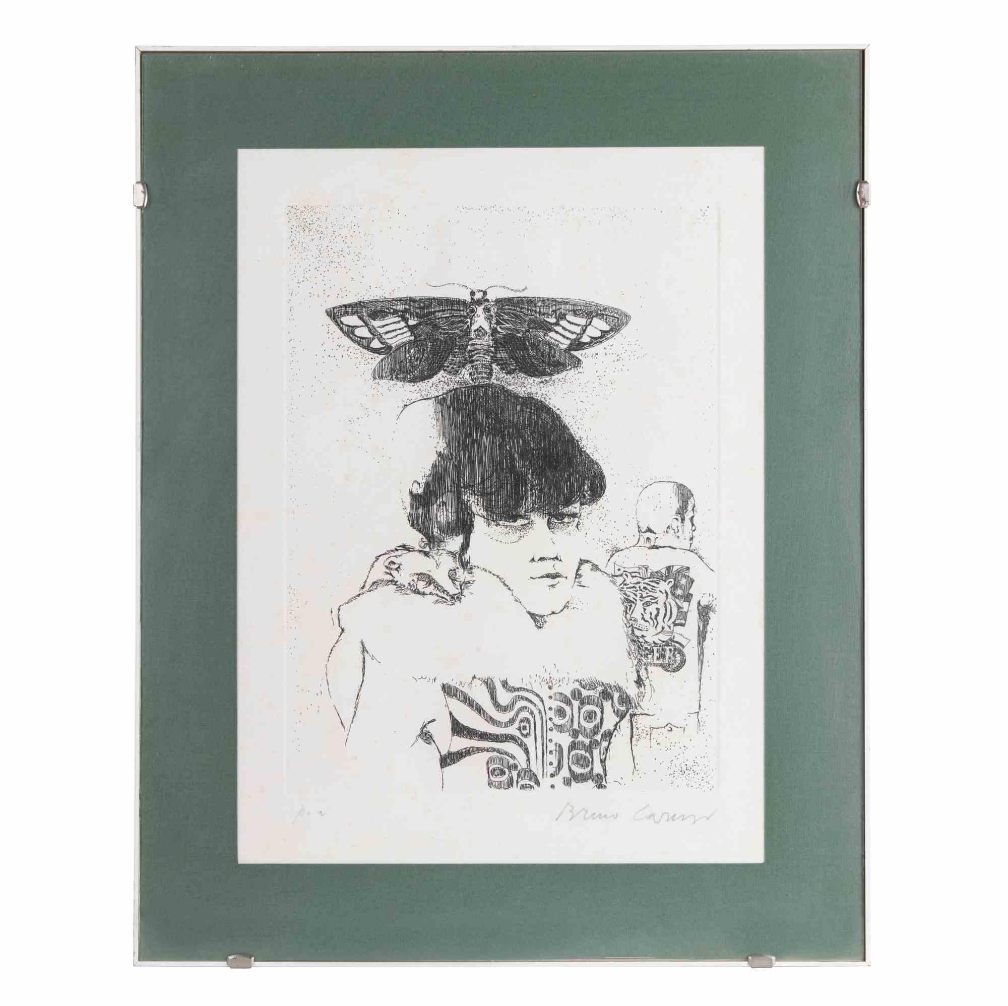 Toreador et Papillon - Etching by Bruno Caruso - 1980s For Sale 1