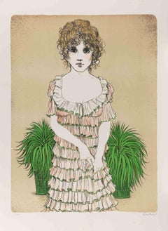 Mujer  - Aguafuerte de Bruno Caruso - Años 80