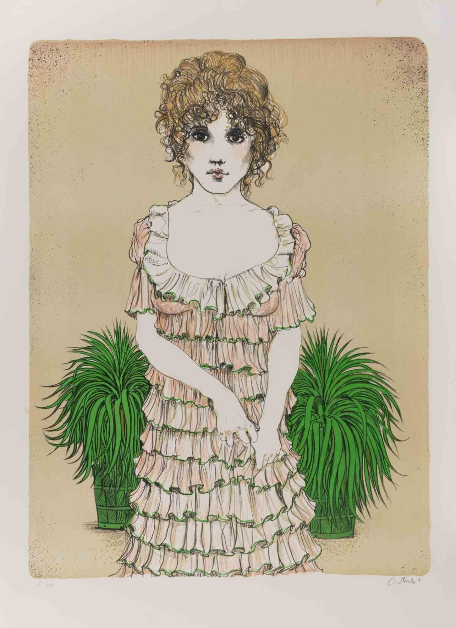 Woman  - Lithograph by Bruno Caruso - 1980s