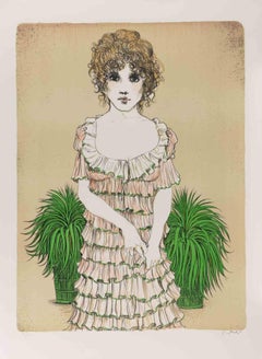 Donna  - Litografia di Bruno Caruso - Anni '80