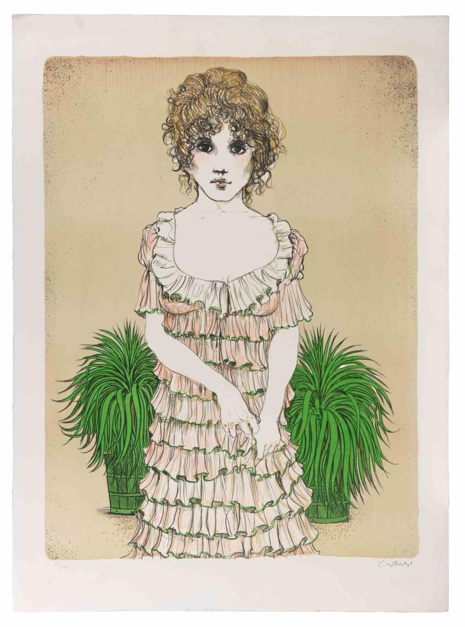 Woman  - Lithograph by Bruno Caruso - 1980s