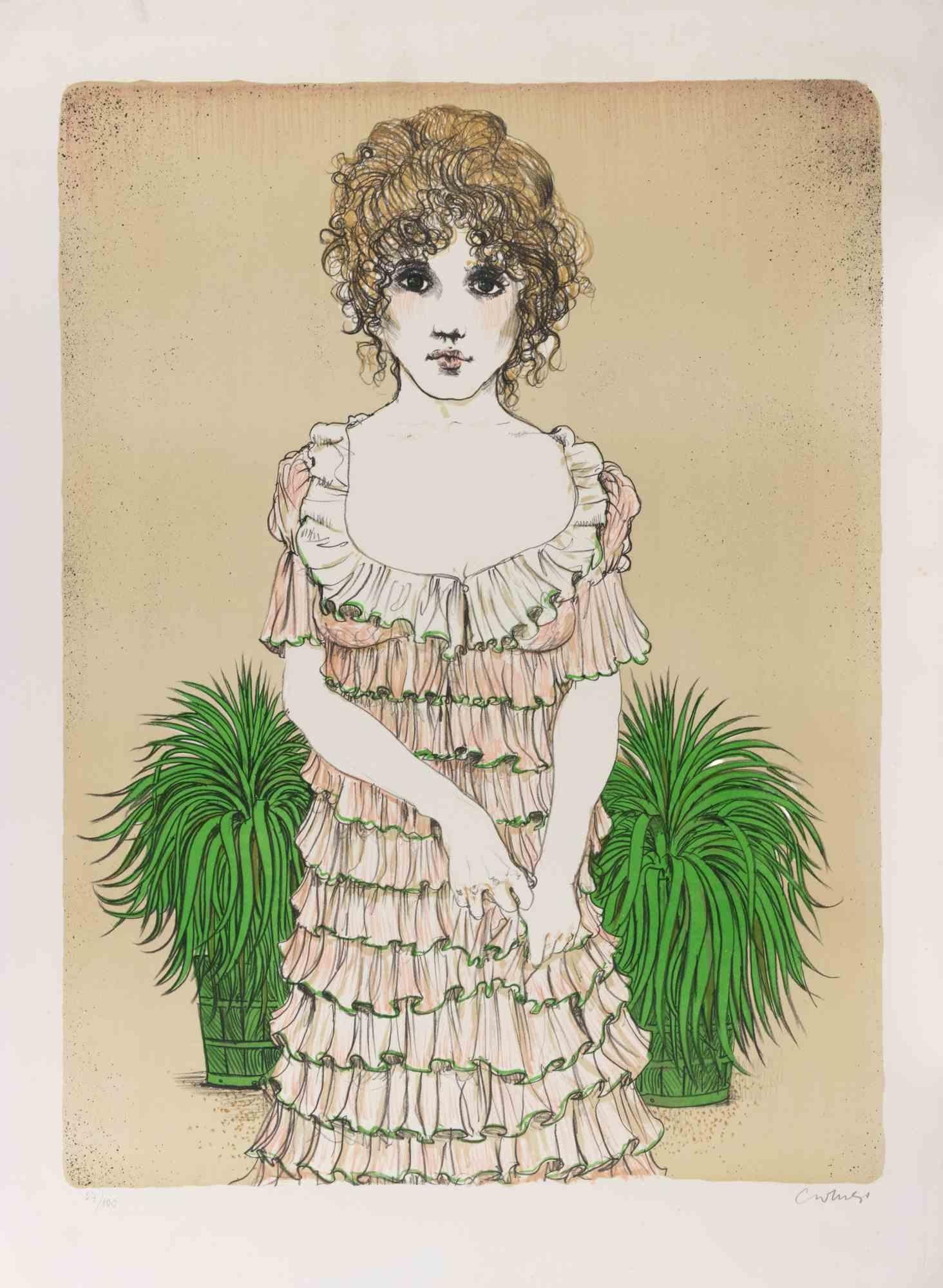 Woman  - Lithograph by Bruno Caruso - 1980s