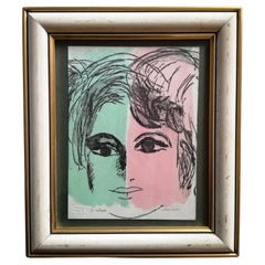 bruno cassinari , litografia "Modella" 1969