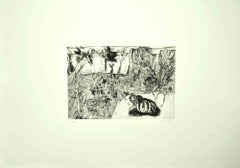 Colline a Gropparello - Etching by Bruno Cassinari - 1964