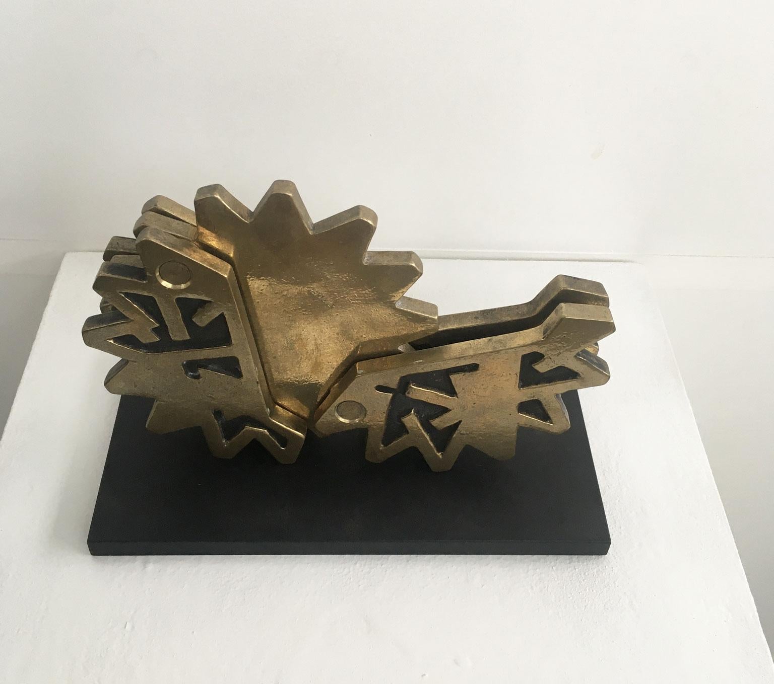 1980 Italy Bronze Abstract Sculpture Bruno Chersicla Ruota Wheel For Sale 8