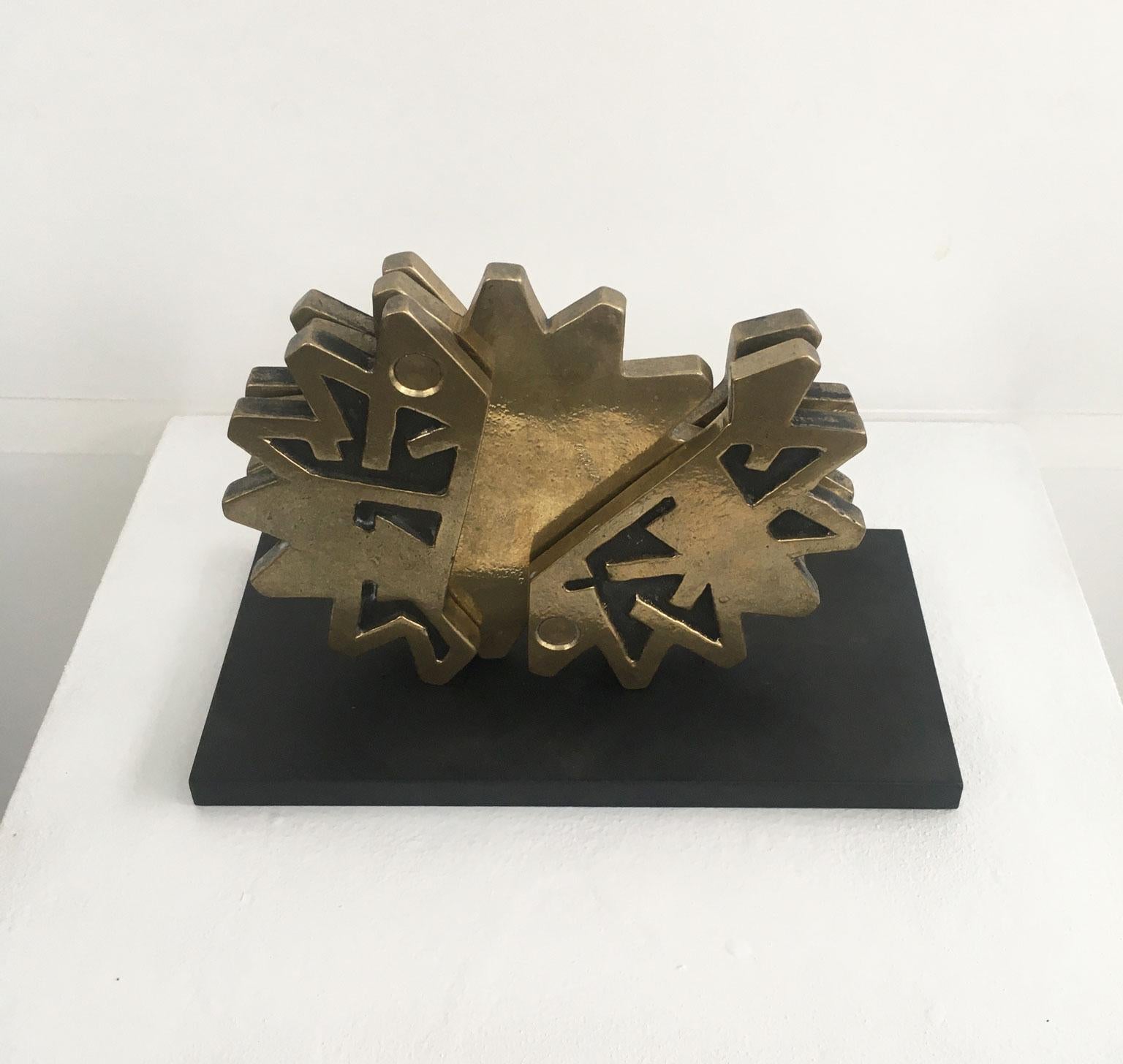 1980 Italy Bronze Abstract Sculpture Bruno Chersicla Ruota Wheel For Sale 12