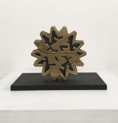 Abstrakte Bronzeskulptur Bruno Chersicla Ruota Rad, Italien, 1980