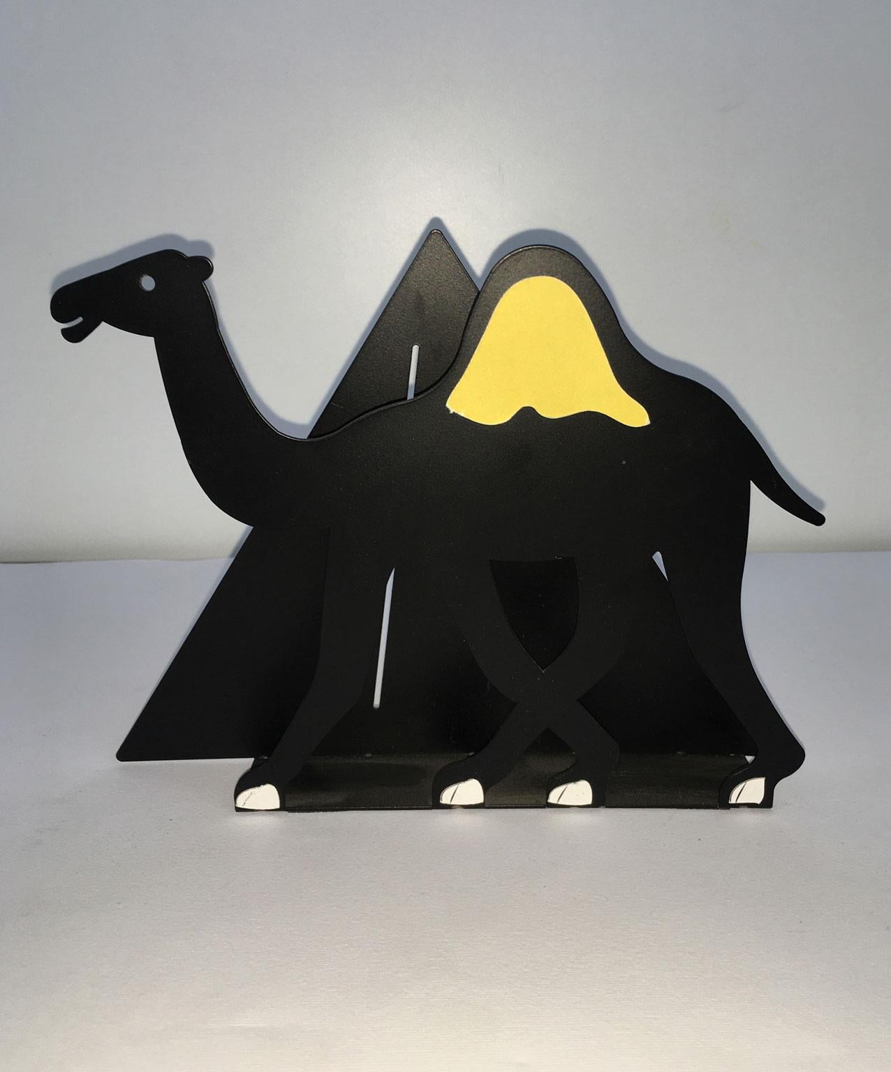  Italy 1980 Bruno Chersicla Black Painted Metal Sculpture Egitto For Sale 1