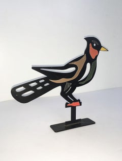 Italia 1980 Bruno Chersicla Scultura in metallo dipinto di nero Upupa