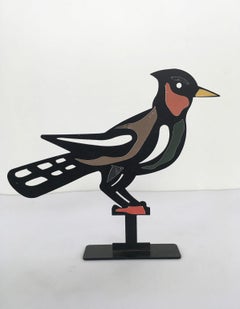 Vintage Italy 1980 Bruno Chersicla Black Painted Metal Sculpture Upupa