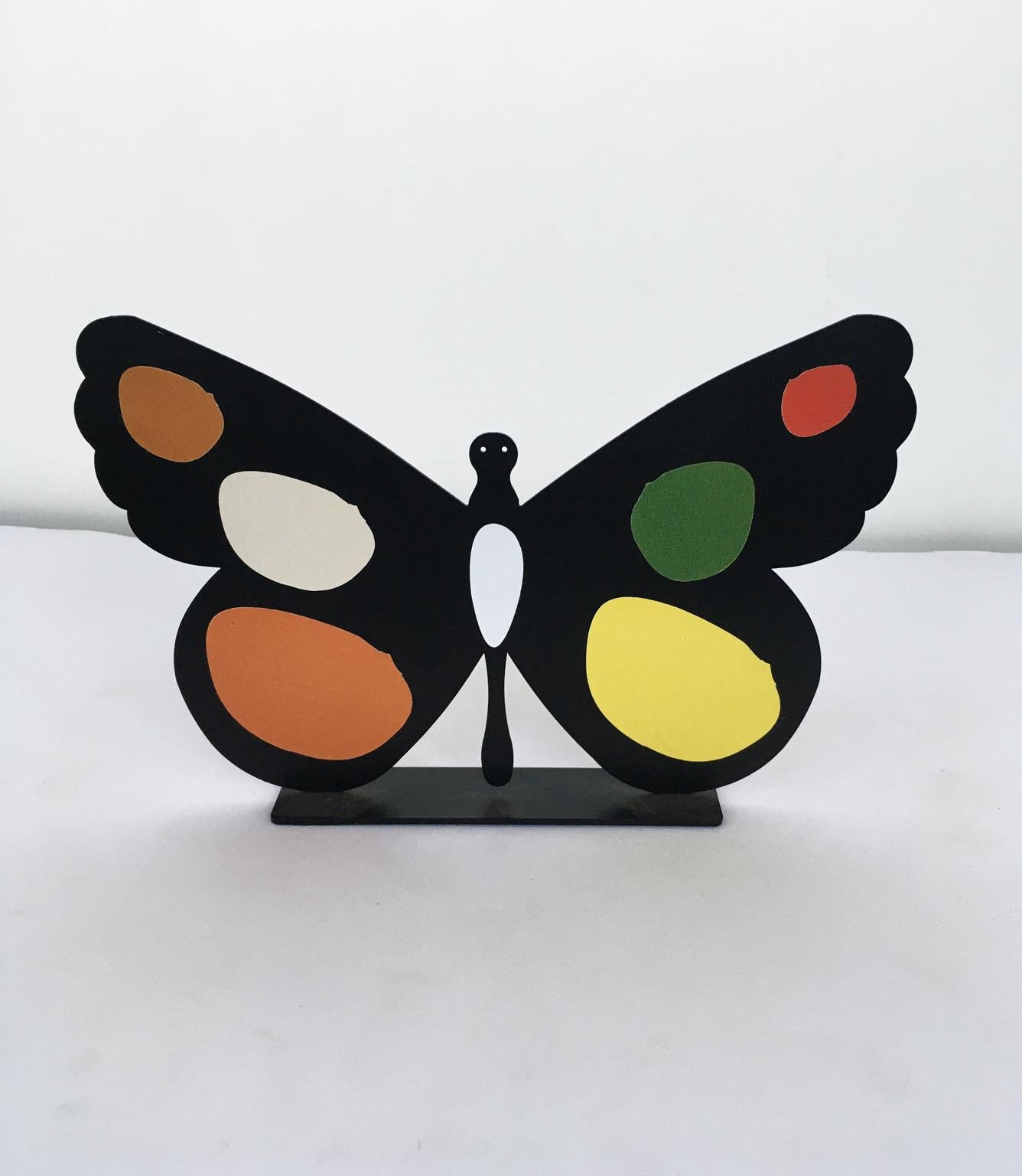Italy 1980 Bruno Chersicla Volavola Black Painted Metal Sculpture Butterfly For Sale 17