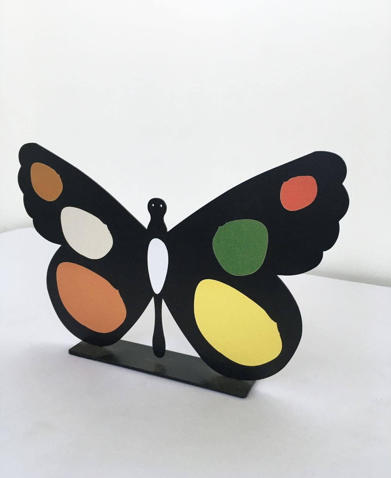 Italy 1980 Bruno Chersicla Volavola Black Painted Metal Sculpture Butterfly For Sale 2