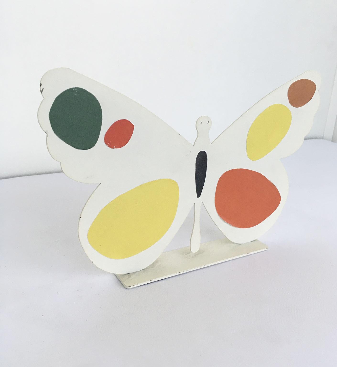 Italy 1980 Bruno Chersicla Volavola White Painted Metal Sculpture Butterfly For Sale 1