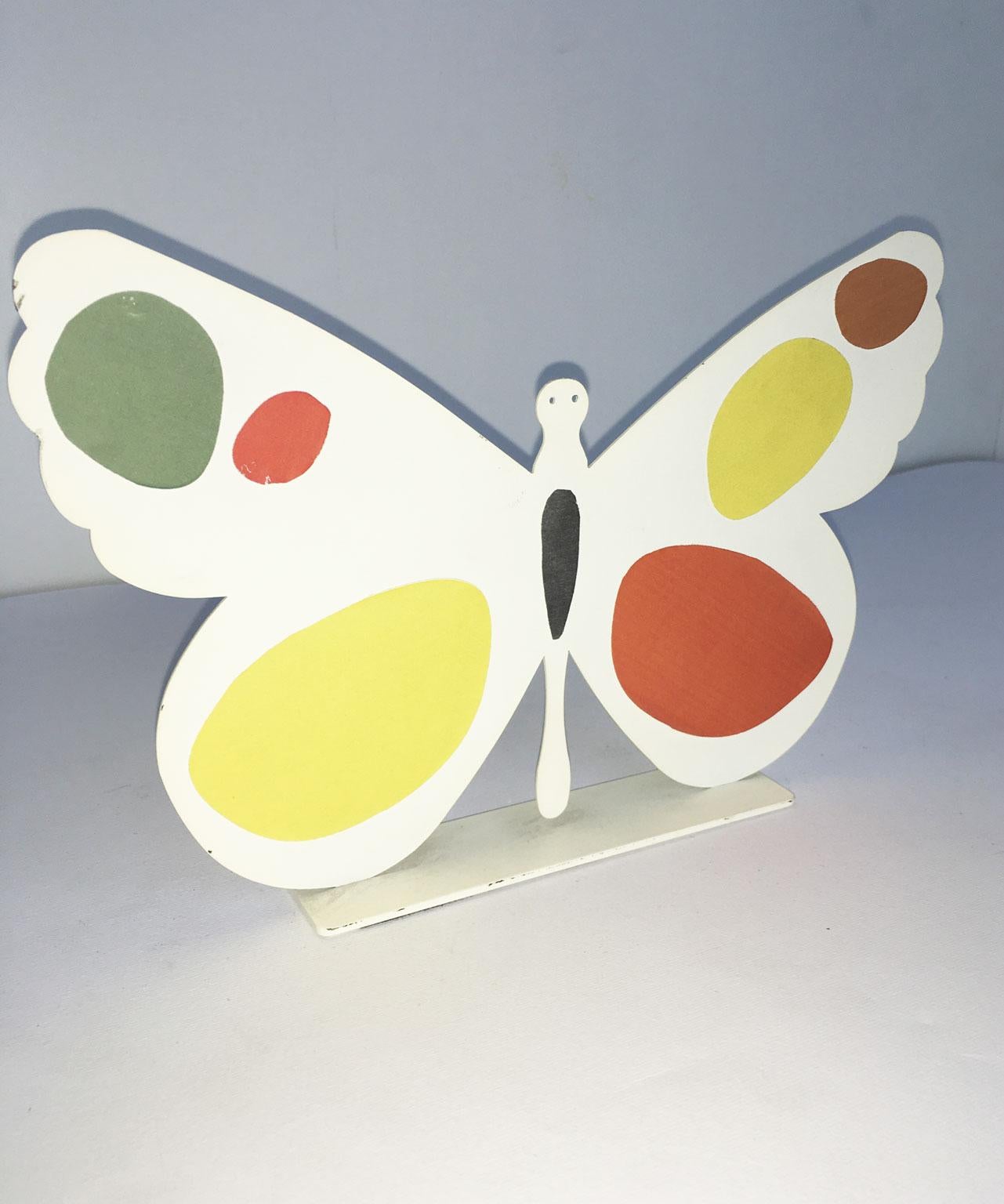 Italy 1980 Bruno Chersicla Volavola White Painted Metal Sculpture Butterfly For Sale 2